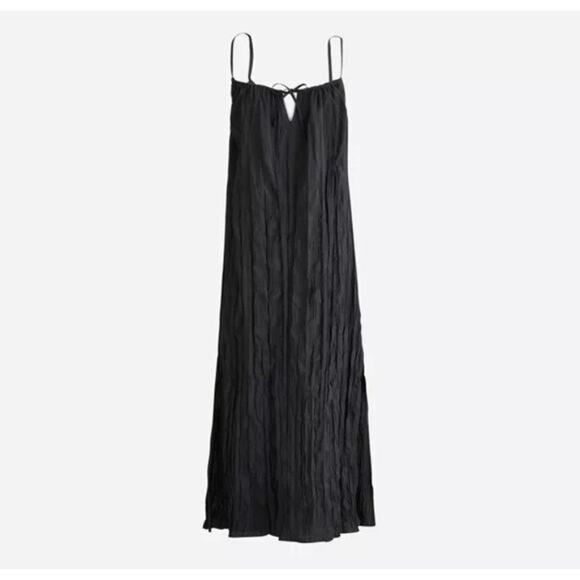 J. Crew Dresses & Skirts - J. Crew Crinkled Side Slit Midi Dress Black Small